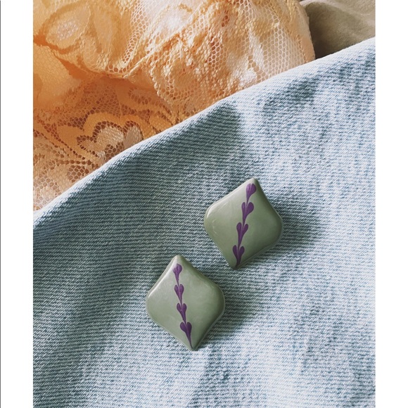 Vintage Jewelry - Sage Green & Lilac Vintage Earrings